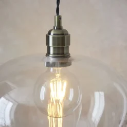 Stourton Antique Brass & Glass Bowl Pendant Ceiling Light