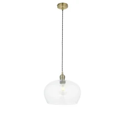 Stourton Antique Brass & Glass Bowl Pendant Ceiling Light