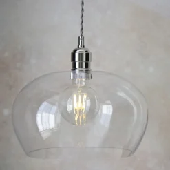 Stourton Nickel & Glass Bowl Pendant Ceiling Light