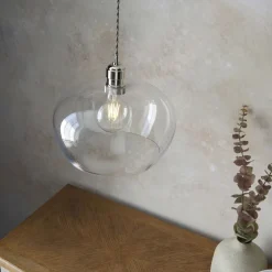 Stourton Nickel & Glass Bowl Pendant Ceiling Light