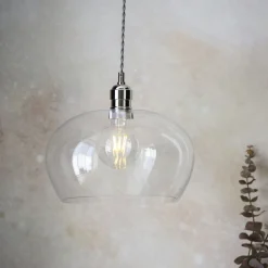 Stourton Nickel & Glass Bowl Pendant Ceiling Light