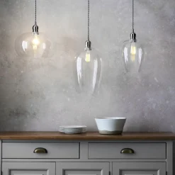 Stourton Nickel & Glass Pendant Ceiling Light Large