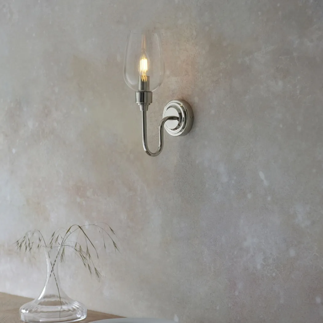 Stourton Nickel & Glass Wall Light