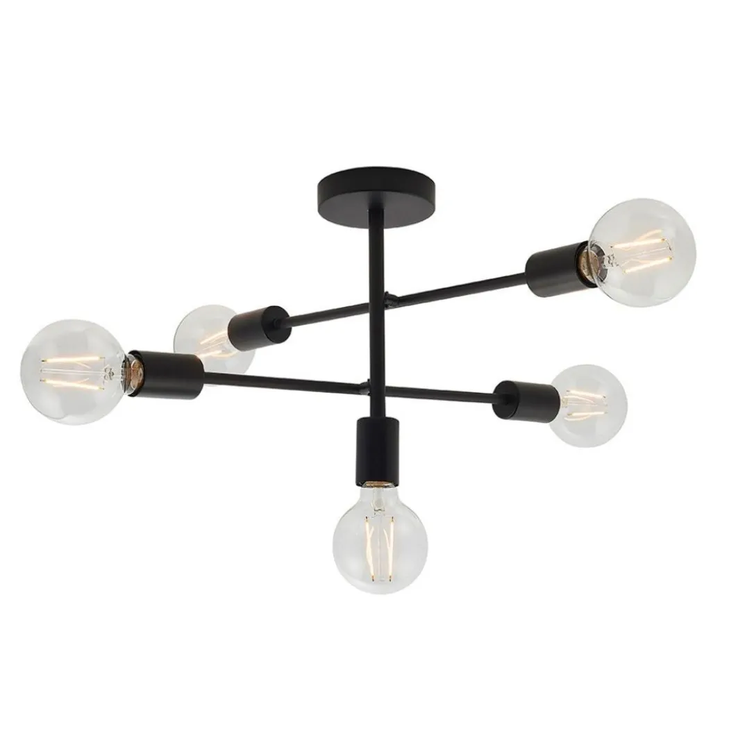 Studio 5 Light Semi Flush Black Ceiling Light