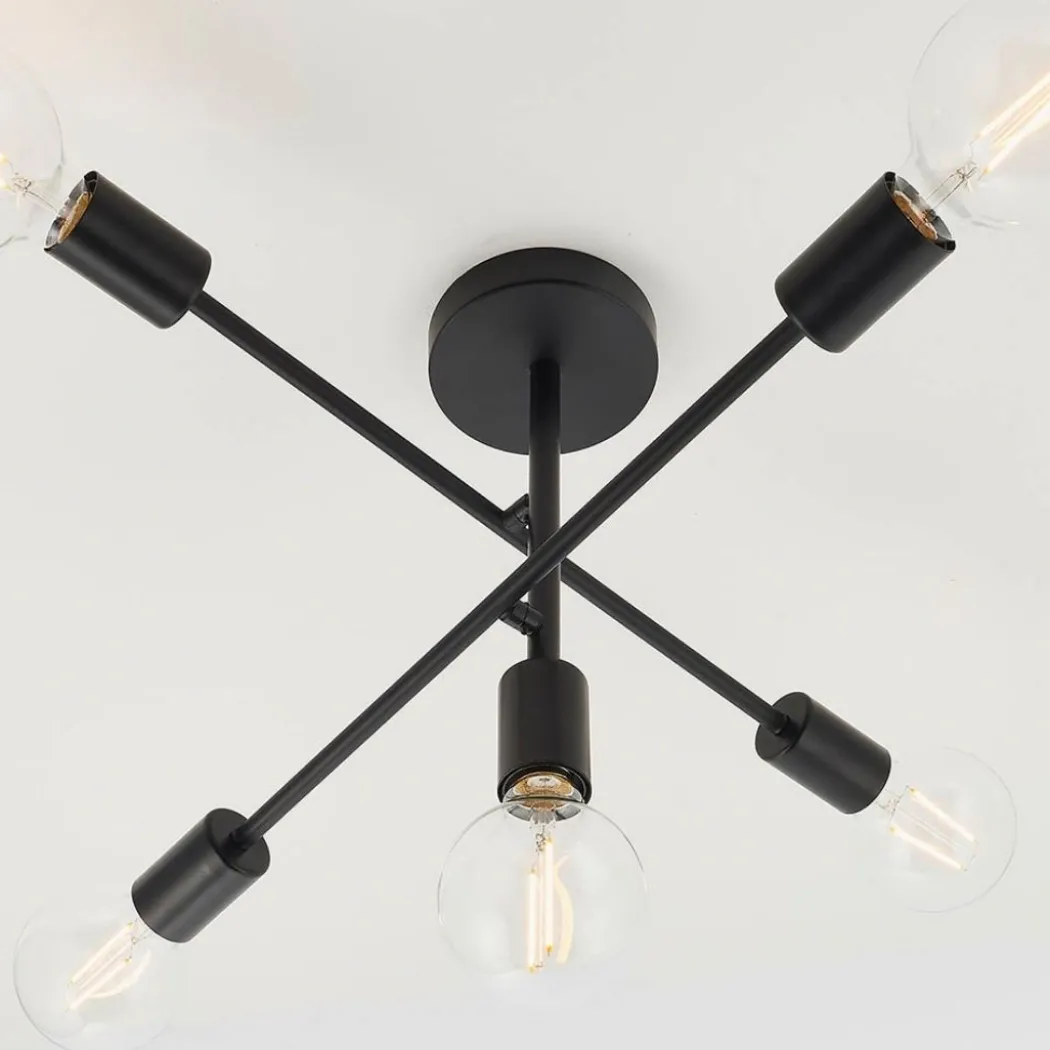 Studio 5 Light Semi Flush Black Ceiling Light