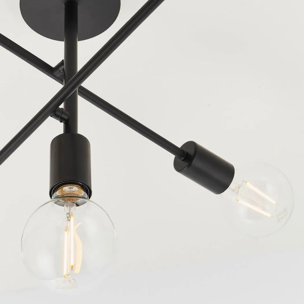 Studio 5 Light Semi Flush Black Ceiling Light