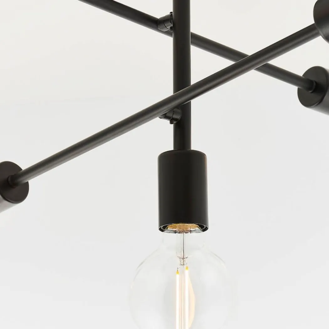 Studio 5 Light Semi Flush Black Ceiling Light