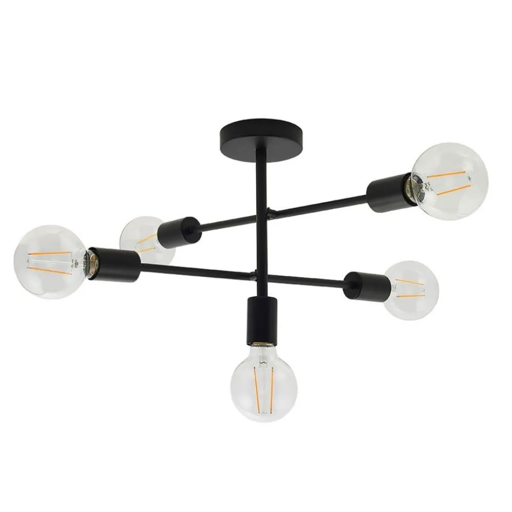 Studio 5 Light Semi Flush Black Ceiling Light