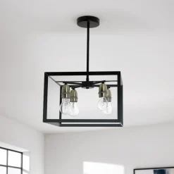 Sully 4 Light Matt Black Semi Flush Ceiling Light