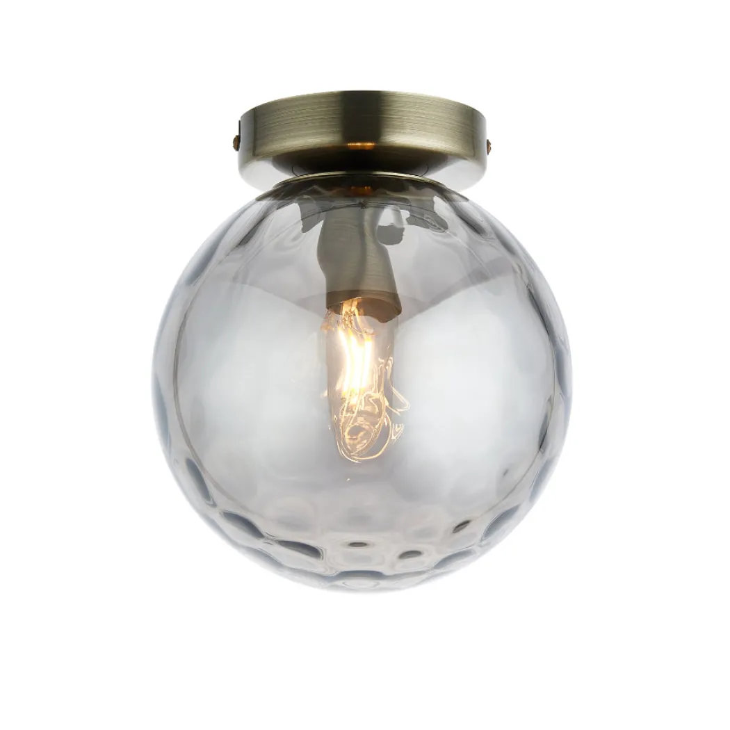 Tamara Antique Brass Flush Ceiling Light