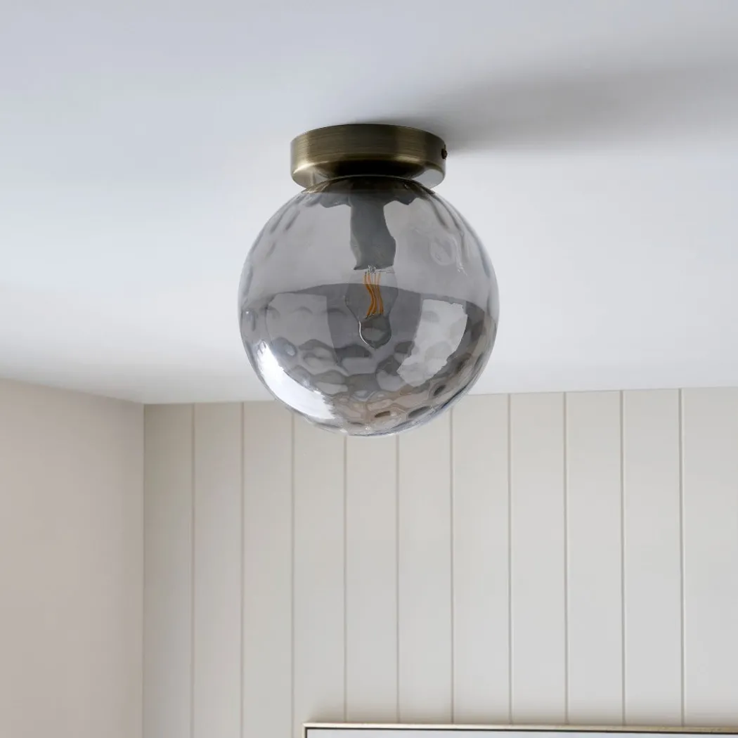 Tamara Antique Brass Flush Ceiling Light