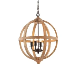 Toba 4-Light Wood Pendant Ceiling Light