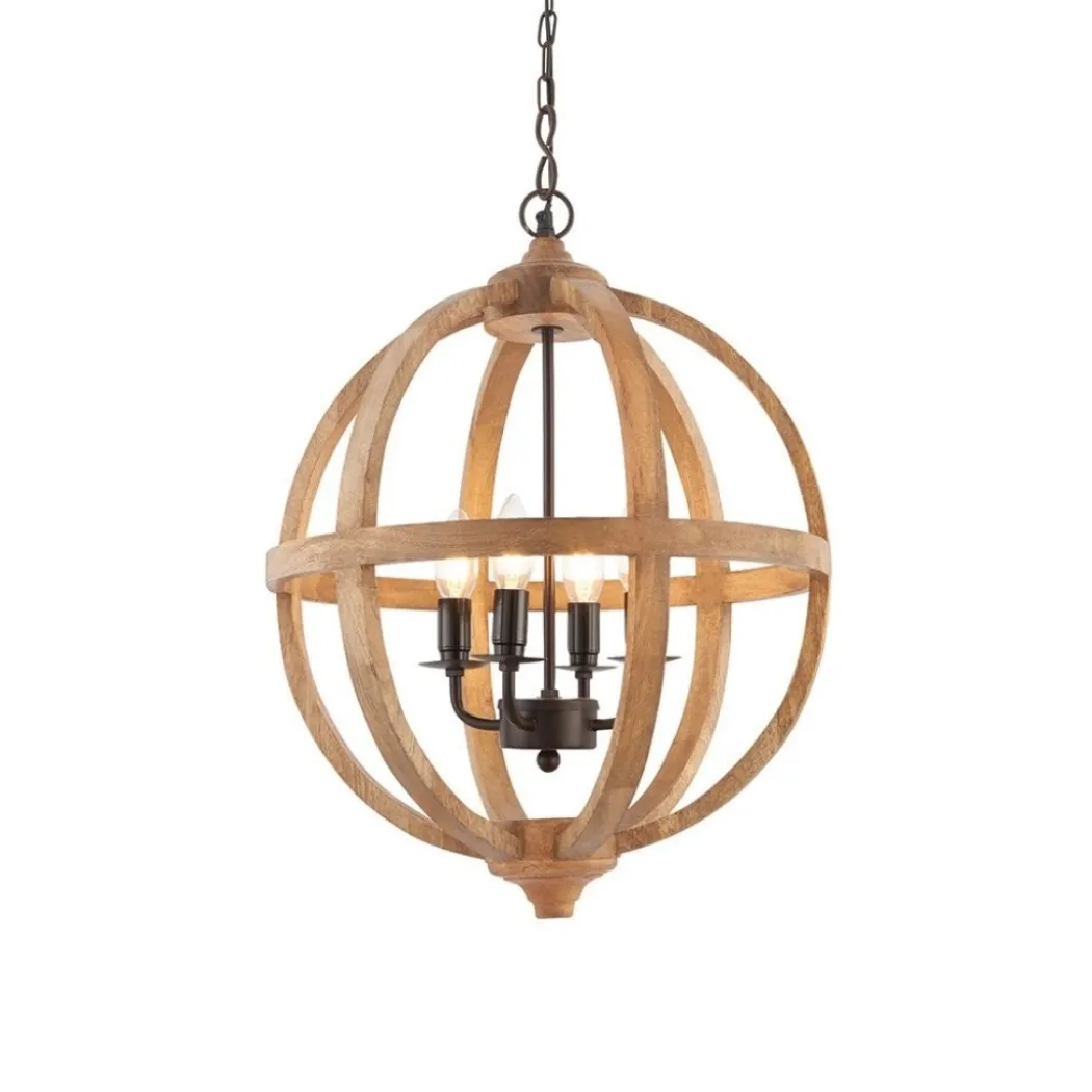 Toba 4-Light Wood Pendant Ceiling Light