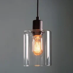 Toledo 1 Light Matt Black & Glass Ceiling Pendant