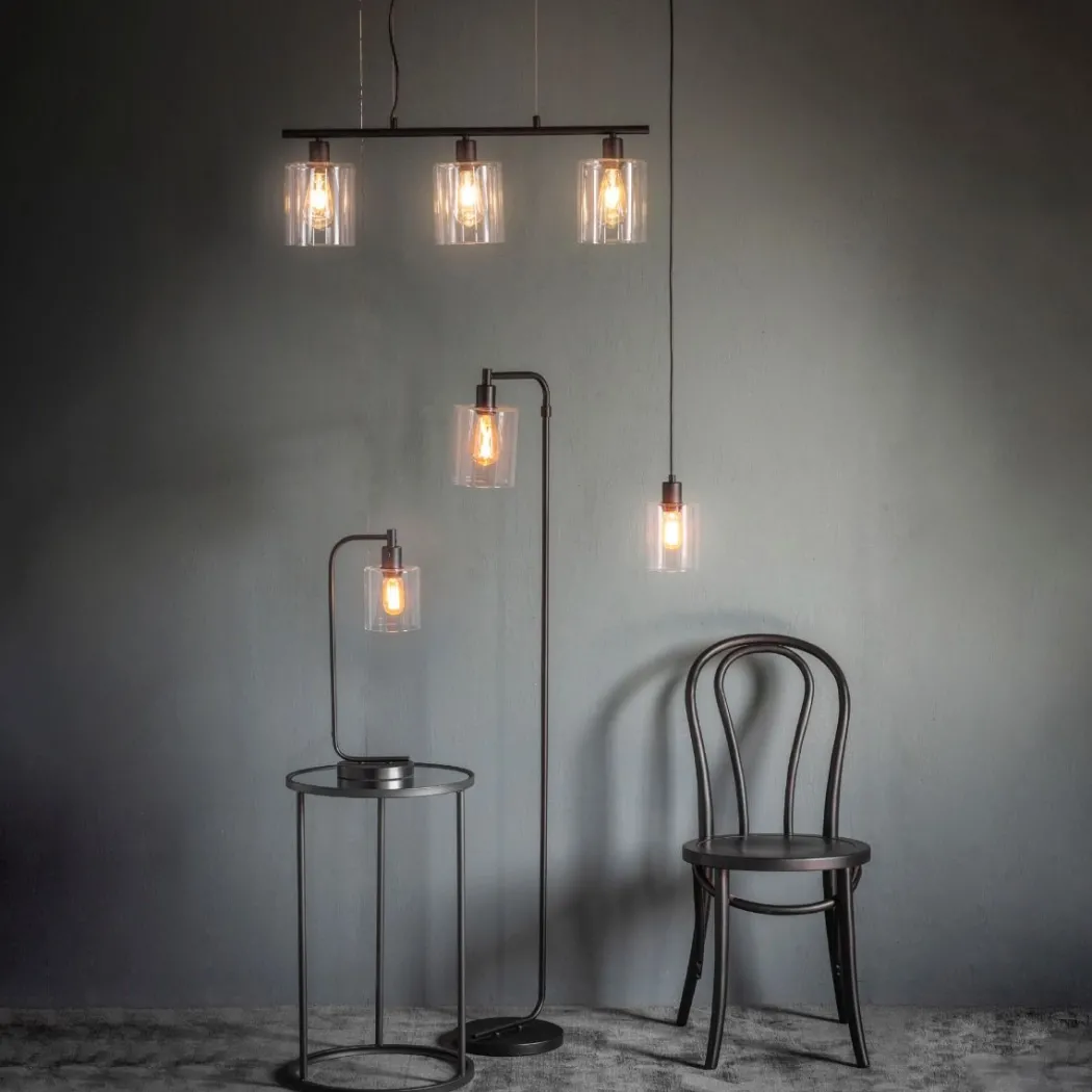 Toledo 1 Light Matt Black & Glass Ceiling Pendant