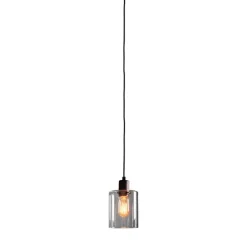 Toledo 1 Light Matt Black & Glass Ceiling Pendant