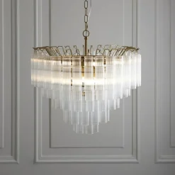 Toulouse 12 Light Brass & Glass Pendant Ceiling Light