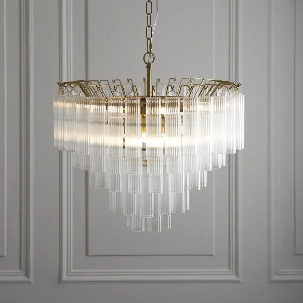 Toulouse 12 Light Brass & Glass Pendant Ceiling Light
