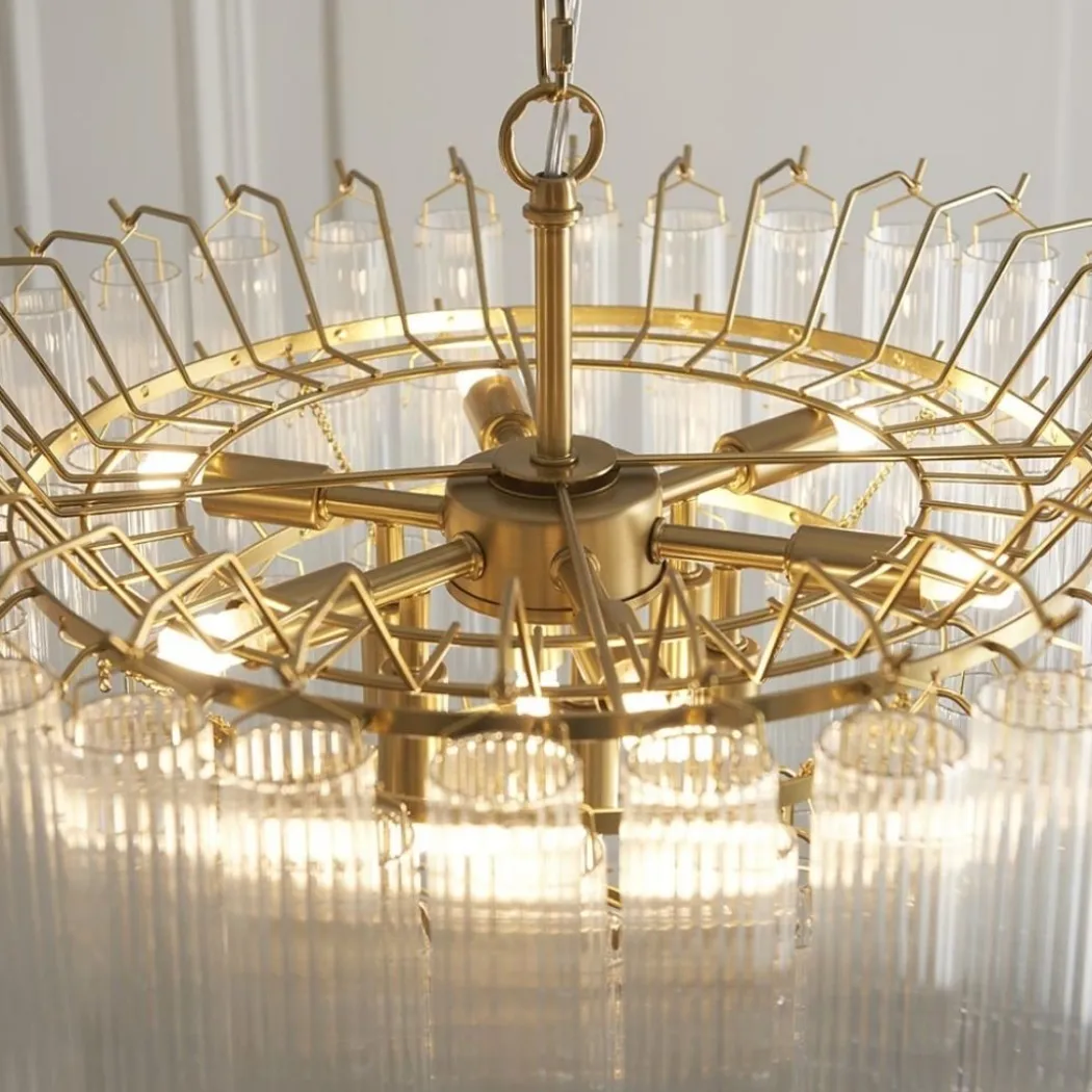 Toulouse 12 Light Brass & Glass Pendant Ceiling Light