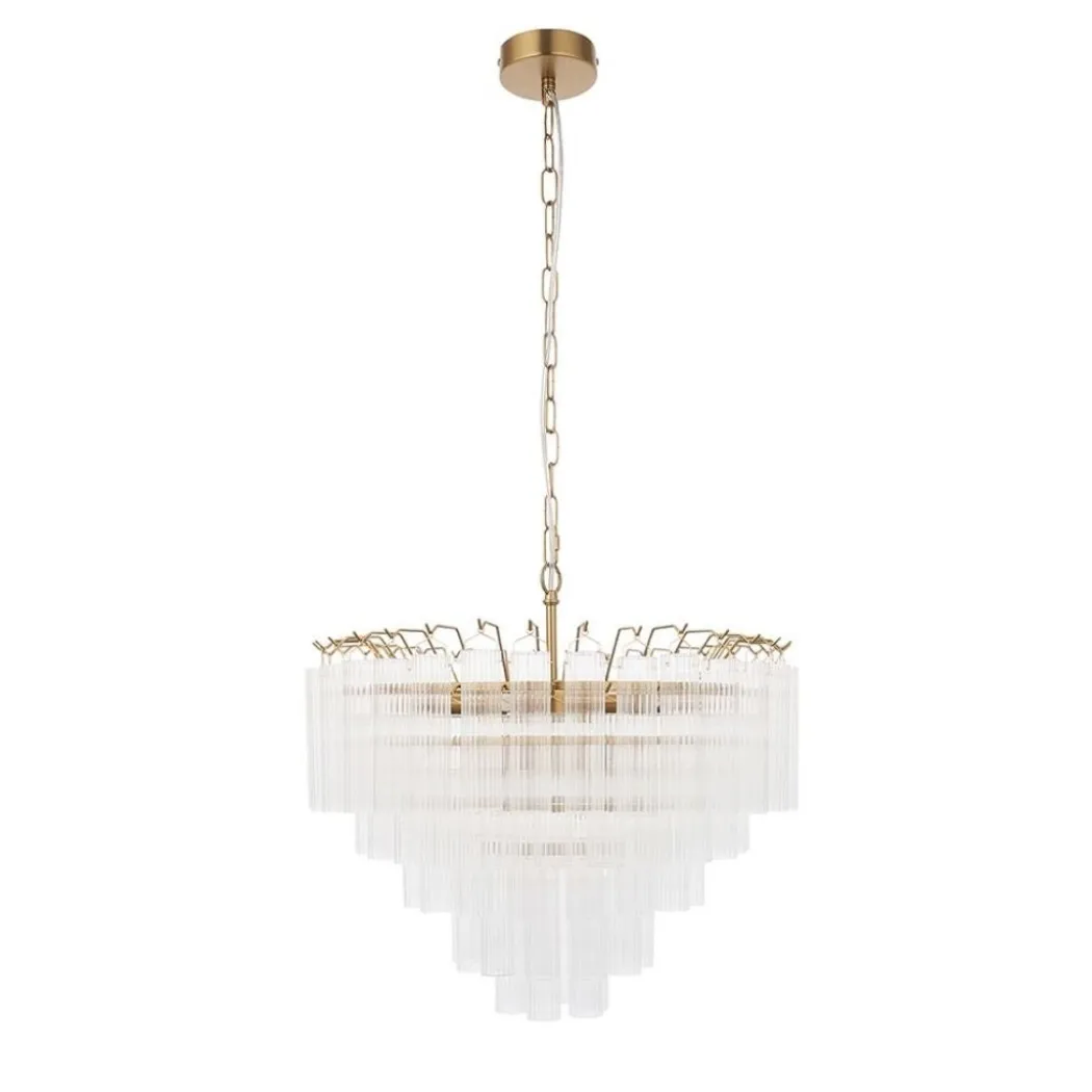 Toulouse 12 Light Brass & Glass Pendant Ceiling Light