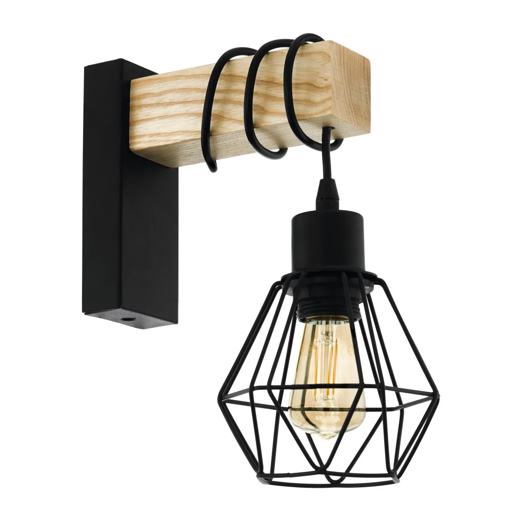 Townshend 5 Wood and Black Wall Light
