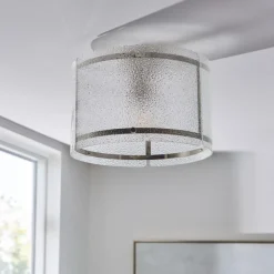 Traynor Clear And Satin Nickel Flush Ceiling Light