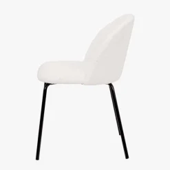 Turi White Boucl√© Fabric and Black Metal Dining Chair