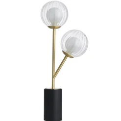 Udo 2 Light Satin Brass Table Lamp with Glass Shades