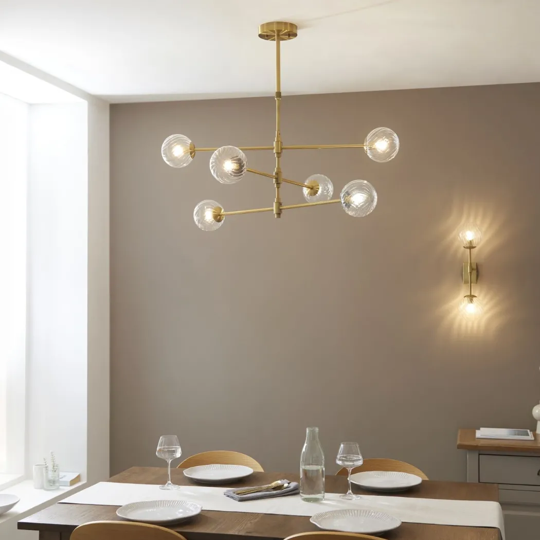 Vitali 2 Light Brass & Glass Wall Light