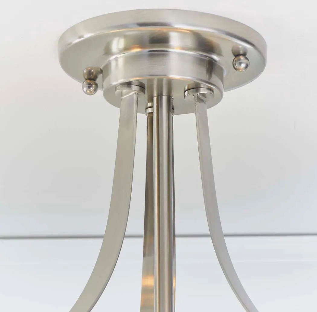 Welles Satin Chrome and Glass Semi-Flush Ceiling Light