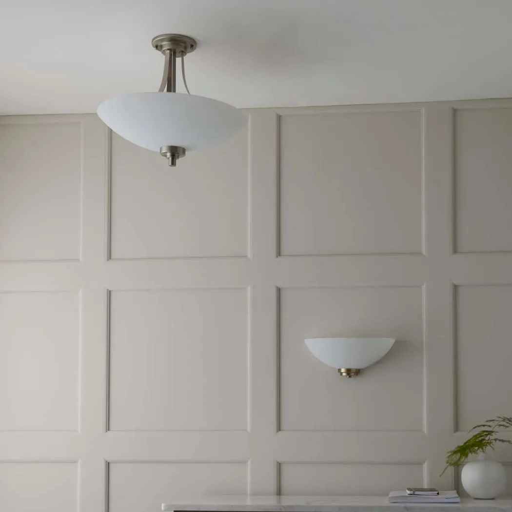 Welles Satin Chrome and Glass Semi-Flush Ceiling Light