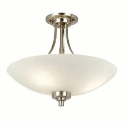 Welles Satin Chrome and Glass Semi-Flush Ceiling Light