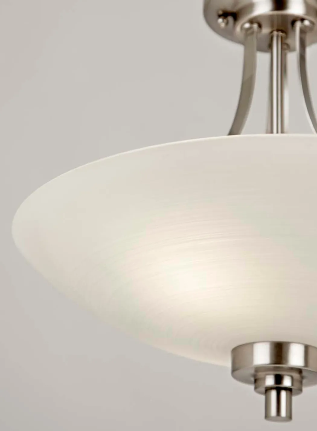 Welles Satin Chrome and Glass Semi-Flush Ceiling Light