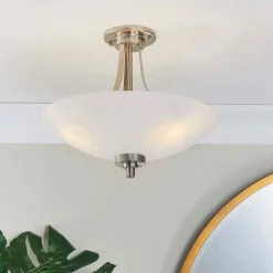 Welles Satin Chrome and Glass Semi-Flush Ceiling Light