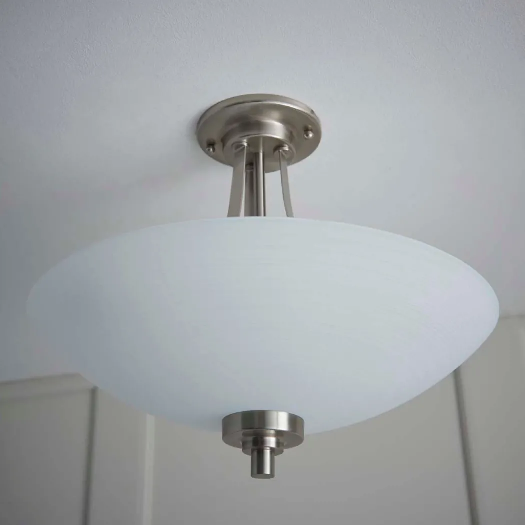 Welles Satin Chrome and Glass Semi-Flush Ceiling Light
